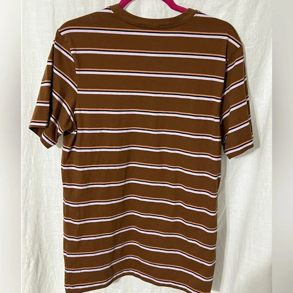 The Nike Tee Women's Size Medium Shirt Brown Striped Embroidered Logo T-Shirt - Picture 4 of 6